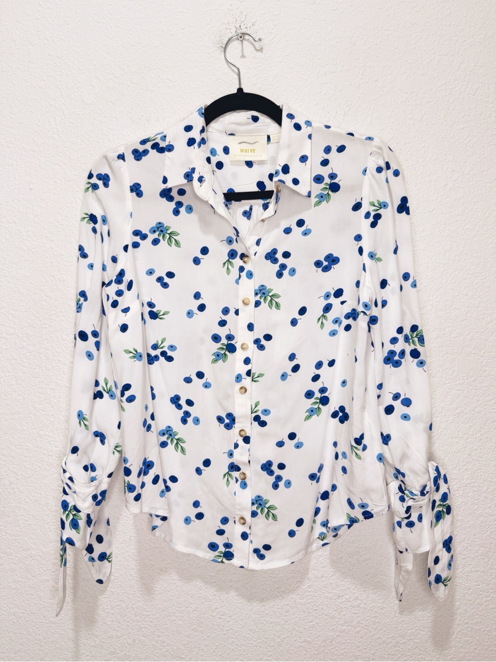 Maeve Anthropologie Blithe Blueberry Blouse Button Up View 5